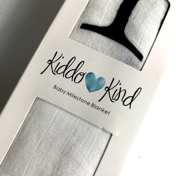 Kiddo Kind Baby Milestone Months Photo Prop Blanket White Black 52"X48" Swaddle - Picture 6 of 6